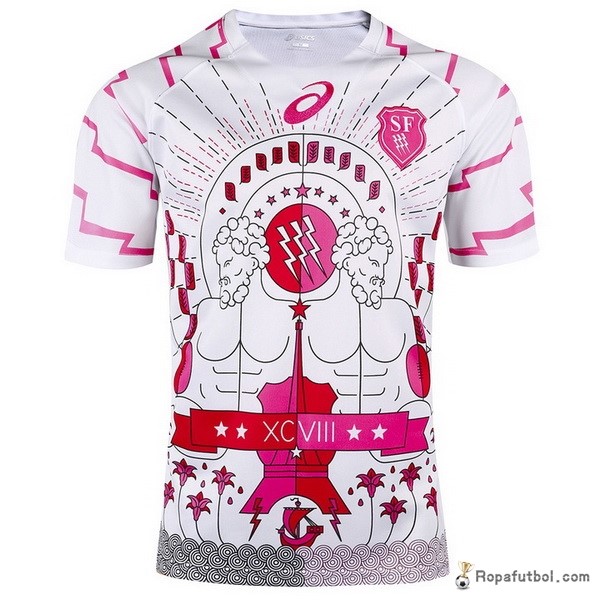 Camiseta Rugby Stade Français Paris Replica Segunda Ropa 2017 Blanco